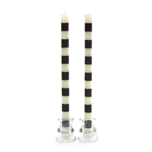 Bands Black Dinner Candles, Set of 2