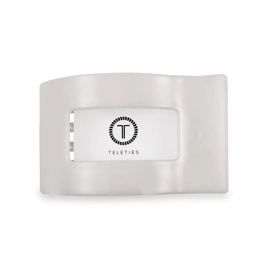 TELETIES Flat Rectangle Hair Clip | Medium | Coconut White