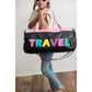 Kids Pink & Black Fuzzy Letter Weekender Travel Bag