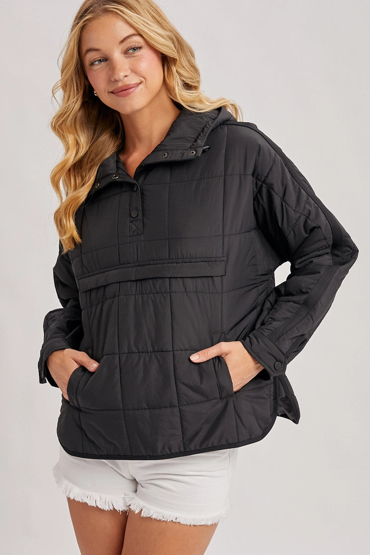 Quilted Puffer Hooded Pullover Jacket – Kiki's Decor & More