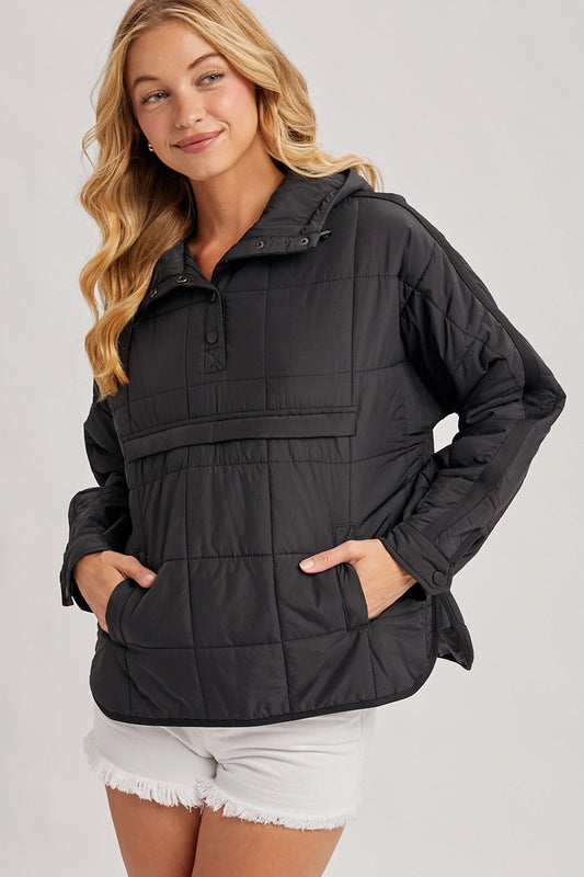 Quilted Puffer Hooded Pullover Jacket