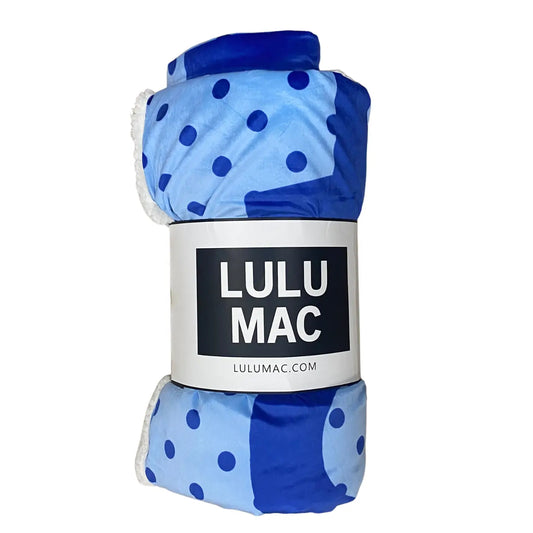 Lulu Mac Blanket Light Blue with Navy Dots