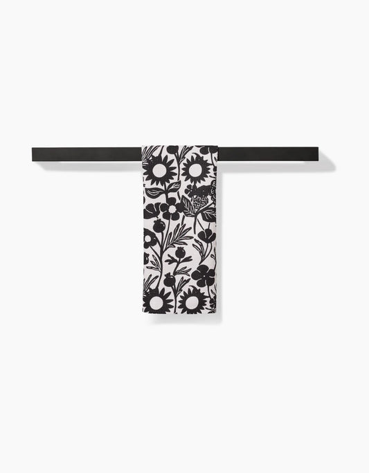 Geometry Black Flower Garden Bar Towel