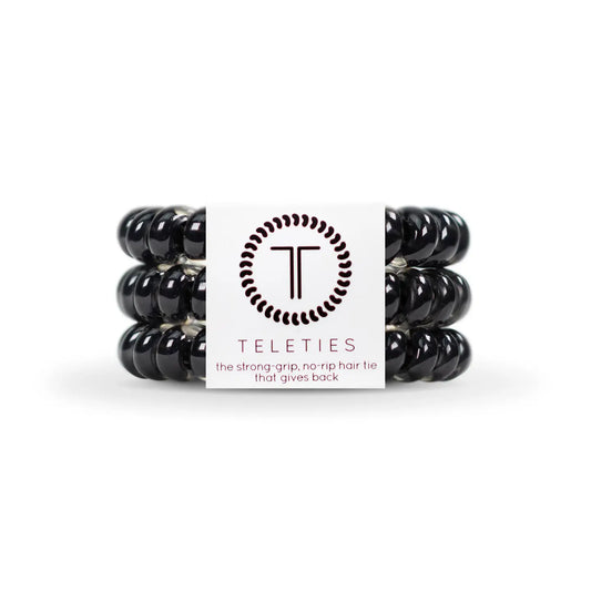 TELETIES Spiral Hair Coils | Large | Jet Blac Hair Ties