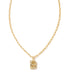 KENDRA SCOTT Crystal Letter B Gold Short Pendant Necklace in White Crystal