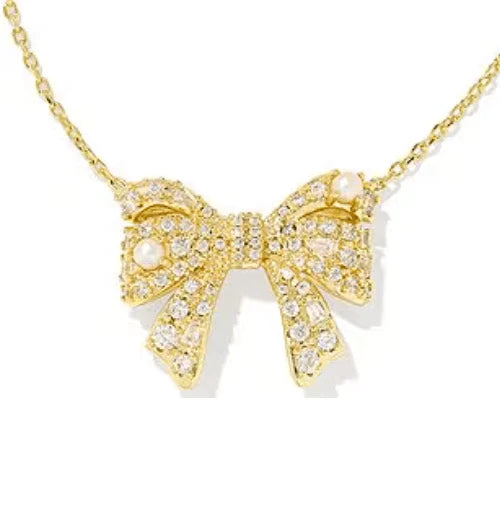 KENDRA SOTT Krista Bow Ashton Necklace Set Gold/Pearl