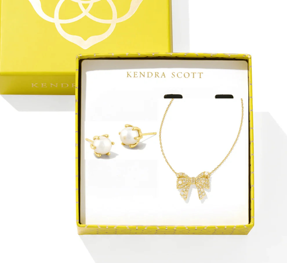 KENDRA SOTT Krista Bow Ashton Necklace Set Gold/Pearl