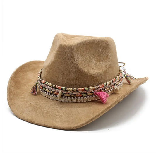 Bohemian Style Cowboy Hat with Imitation DEERSKIN