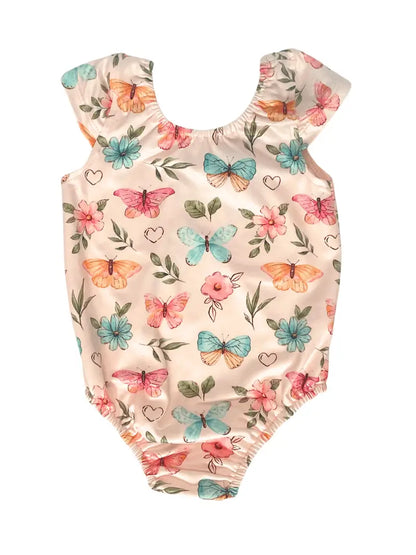 Maggie Cap Sleeve Leotard - Watercolor Butterflies