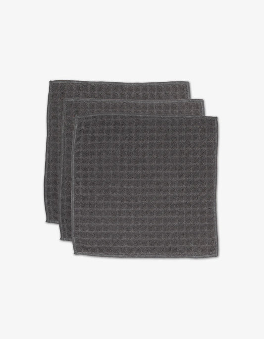 Geometry Charcoal Waffle Washcloth Set