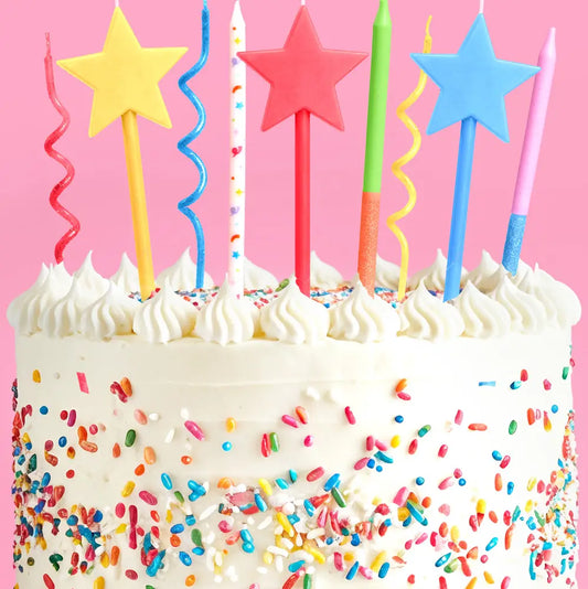Whimsy Novelty Birthday Candles | 14 Pc Glitter Star Set