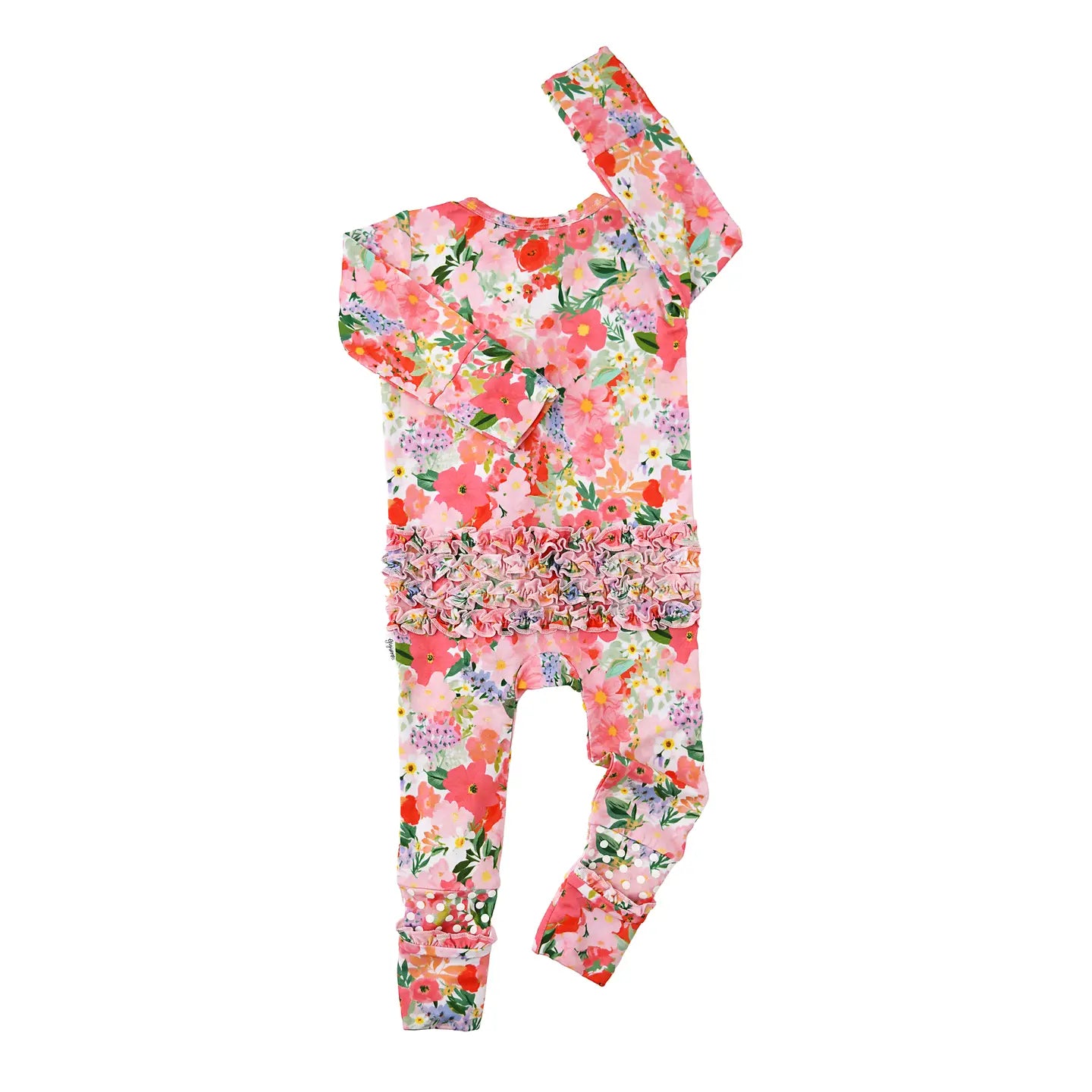 Gigi and Max Eliana Ruffle Zip Easter Floral Bamboo One Piece Baby Outfit