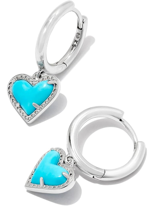 KENDRA SCOTT Ari Heart Huggie Earrings Turquoise