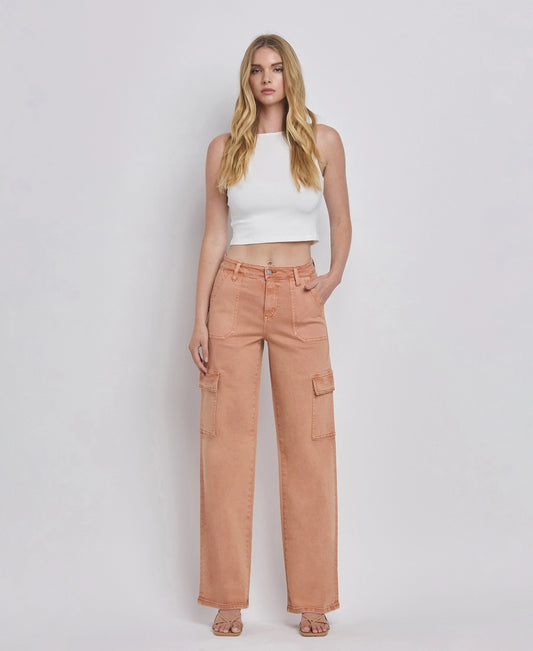 FLYING MONKEY High Rise Utility Cargo Vintage Wide Jeans