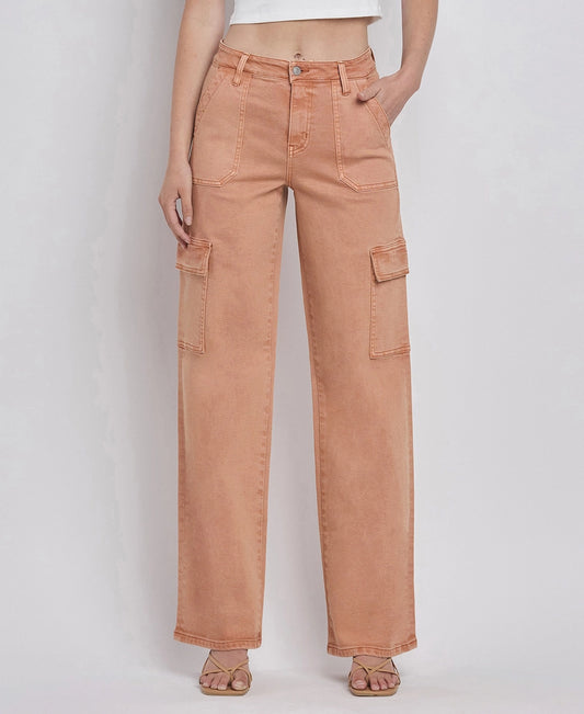 FLYING MONKEY High Rise Utility Cargo Vintage Wide Jeans