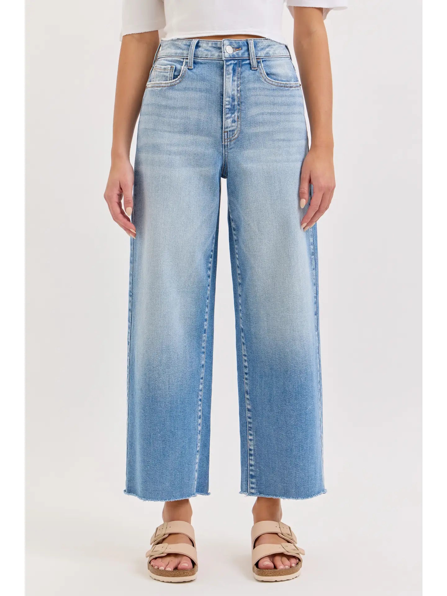 CELLO High Rise Crop Wide Leg with Raw Hem