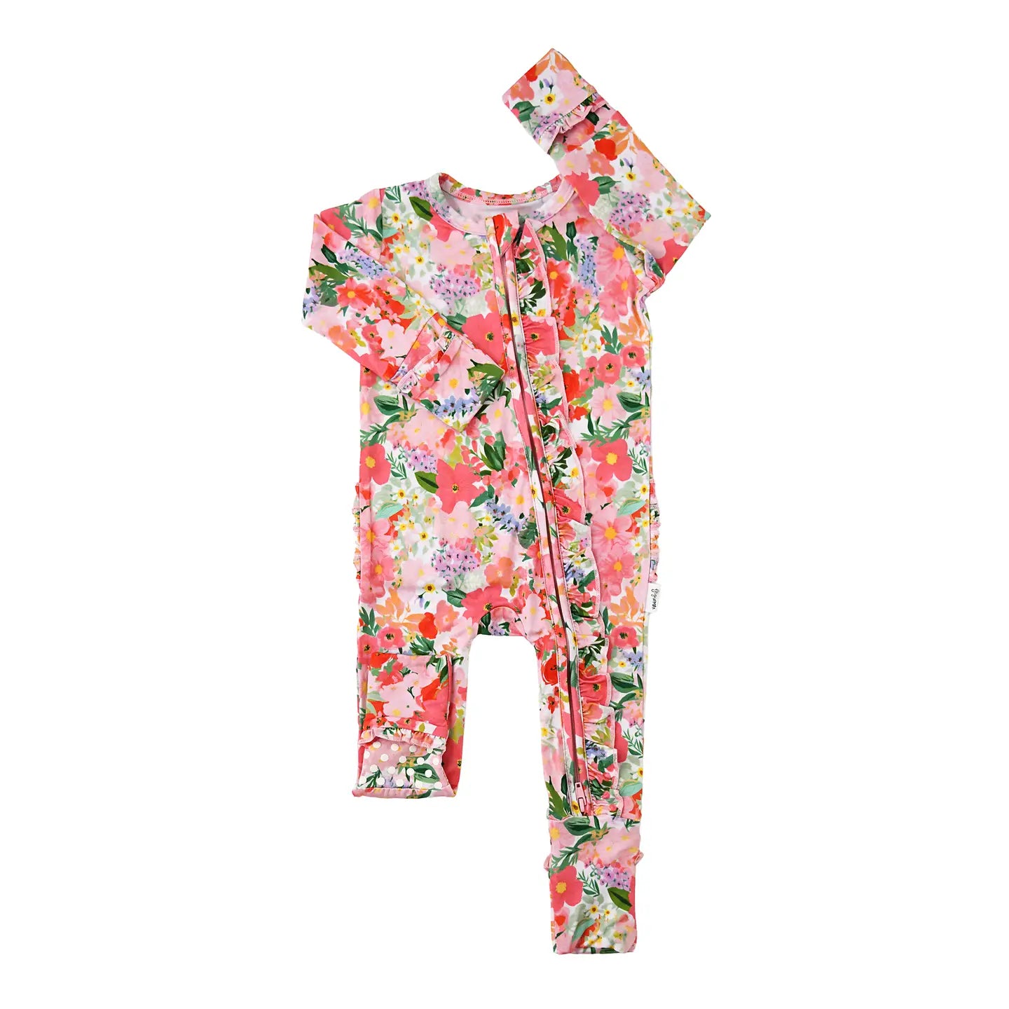 Gigi and Max Eliana Ruffle Zip Easter Floral Bamboo One Piece Baby Outfit