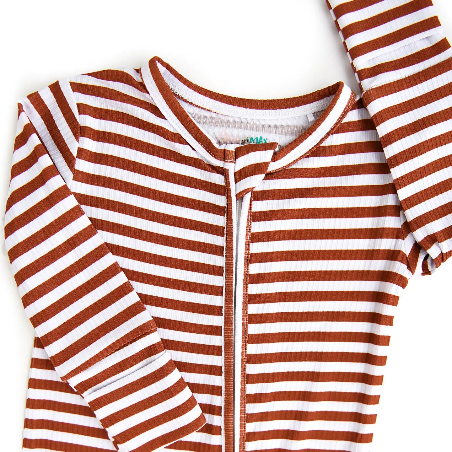 Gigi and Max Chase Brown Ribbed Zip Bamboo Baby Sleepies Little