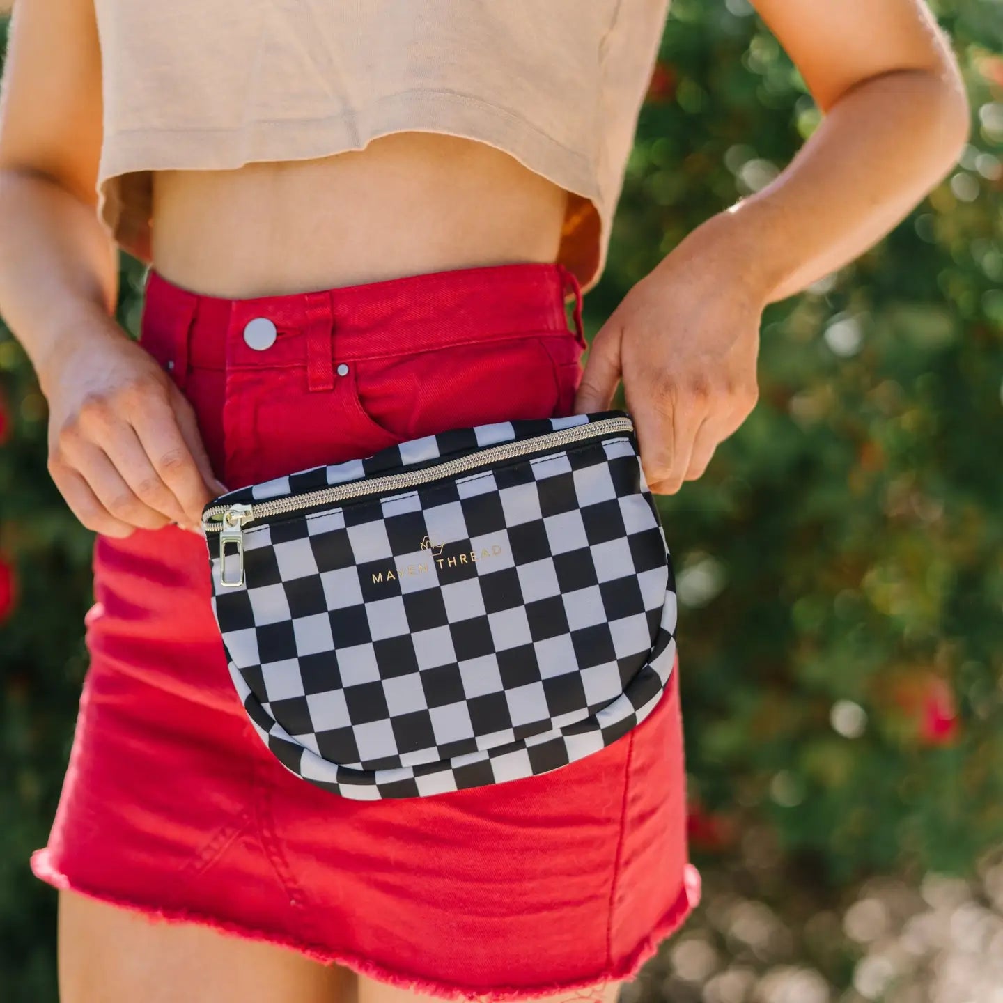 3-in-1 Crossbody Bag - B&W Checkered