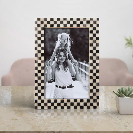 Picture Frame Checkered Grey 4x6 Inch