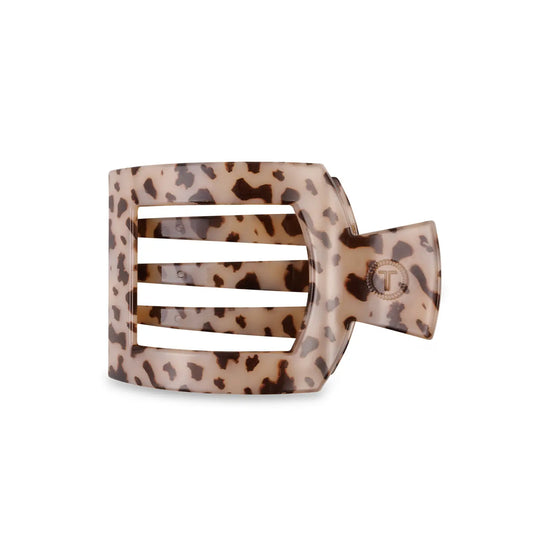 TELETIES Square Flat Hair Clip | Med. | Blonde Tortoise