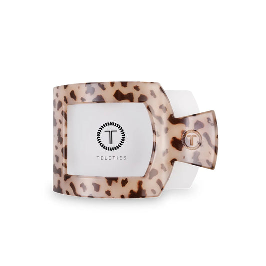 TELETIES Square Flat Hair Clip | Med. | Blonde Tortoise