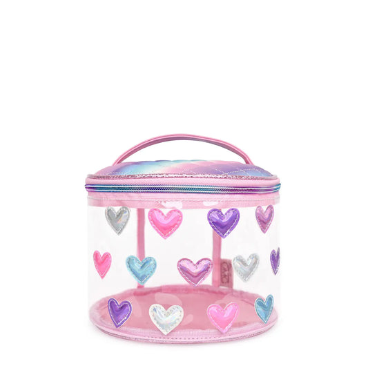 Clear Heart-Patched Glam Bag