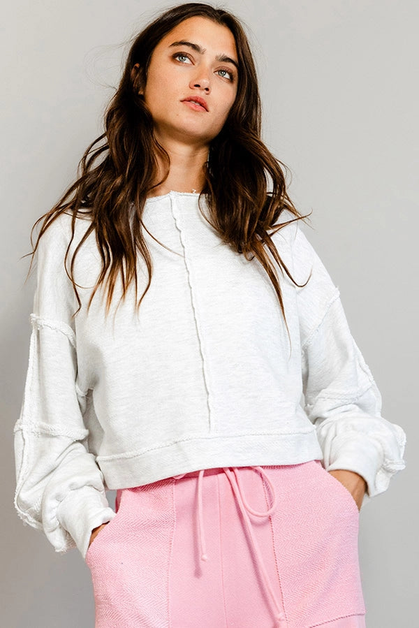 Solid Cropped Sweatshirt