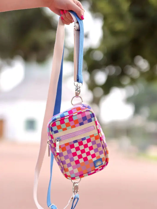 Crossbody Purse- Happy Checkered