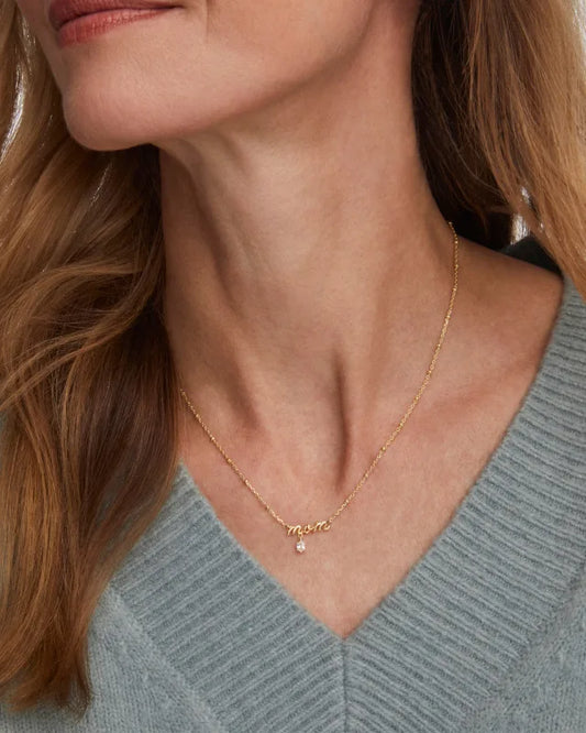 KENDRA SCOTT Mom  Gold Crystal Short Pendant Necklace