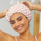 KITSCH Satin Lined Flexi Shower Cap - Terracotta Checker