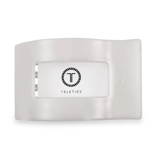 TELETIES Flat Rectangle Hair Clip | Large | Coconut White