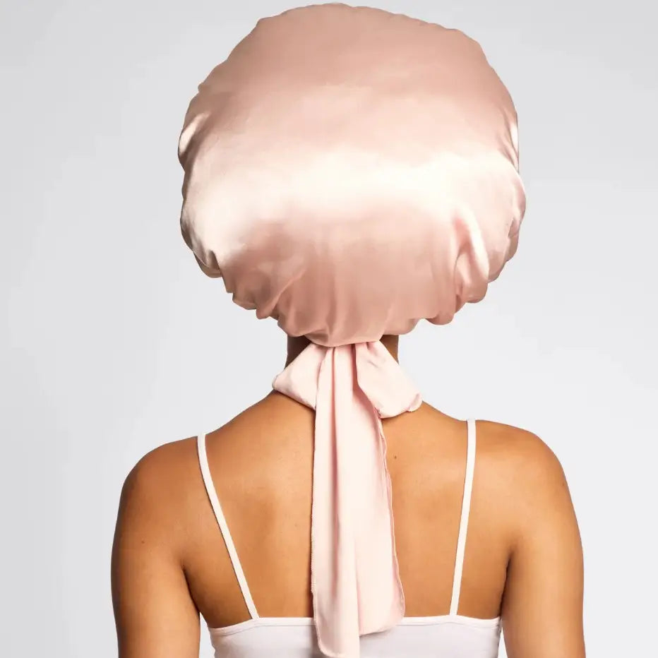 KITSCH Adjustable Oversized Satin Bonnet- Blush