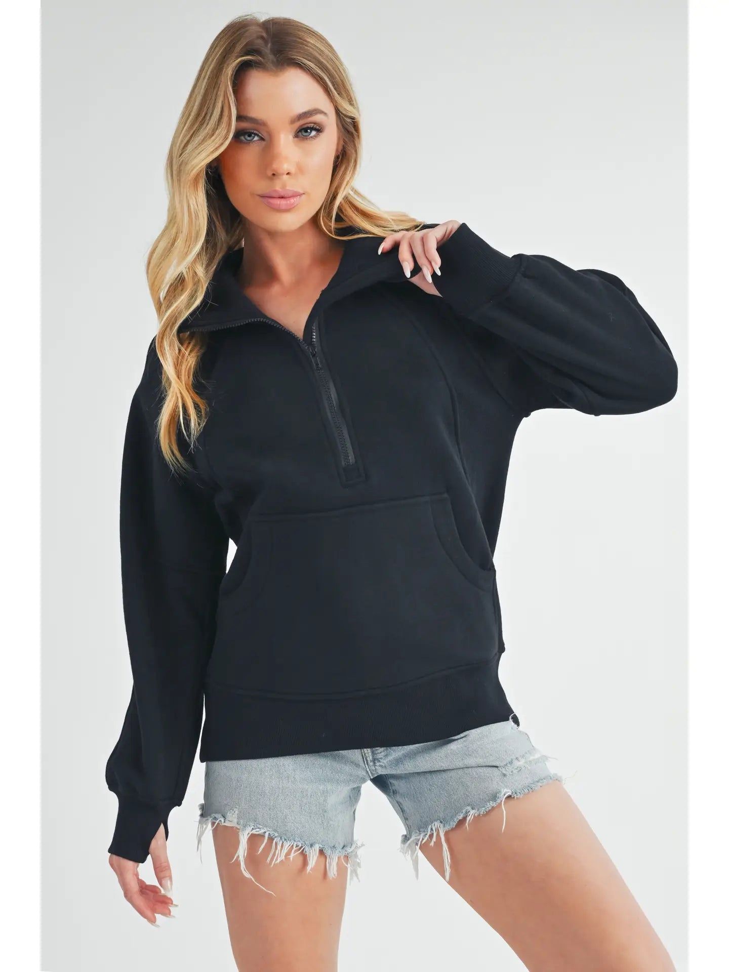 Long Dove Funnel Neck Half Zip