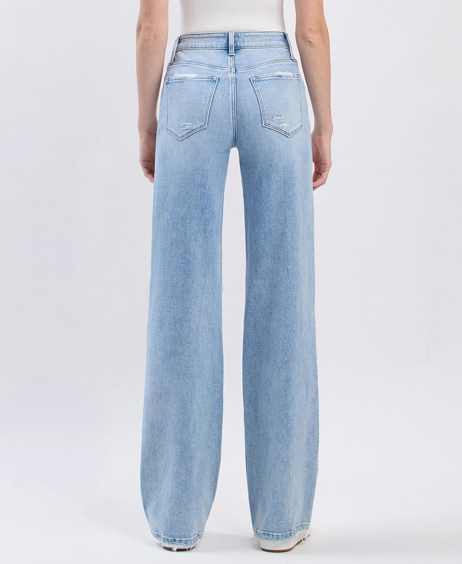FLYING MONKEY High Rise Distressed Wide Leg Jeans