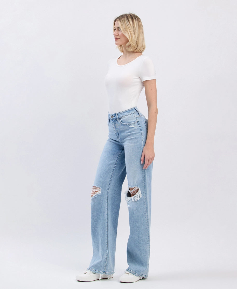 FLYING MONKEY High Rise Distressed Wide Leg Jeans