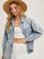 Washed Denim Button Down Shirt Jacket