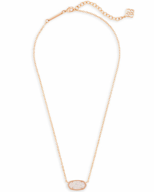 KENDRA SCOTT Elisa Rose Gold Pendant Necklace in Iridescent Drusy