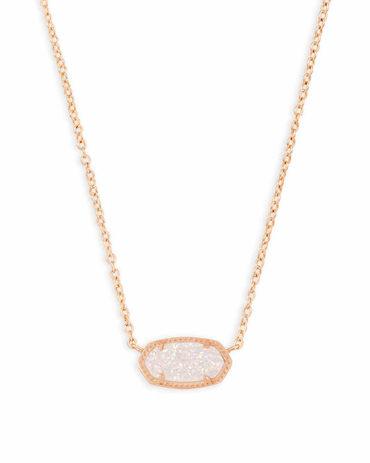 KENDRA SCOTT Elisa Rose Gold Pendant Necklace in Iridescent Drusy