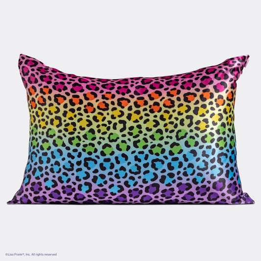 KITSCH Lisa Frank Standard Satin Pillowcase - Rainbow Leopard