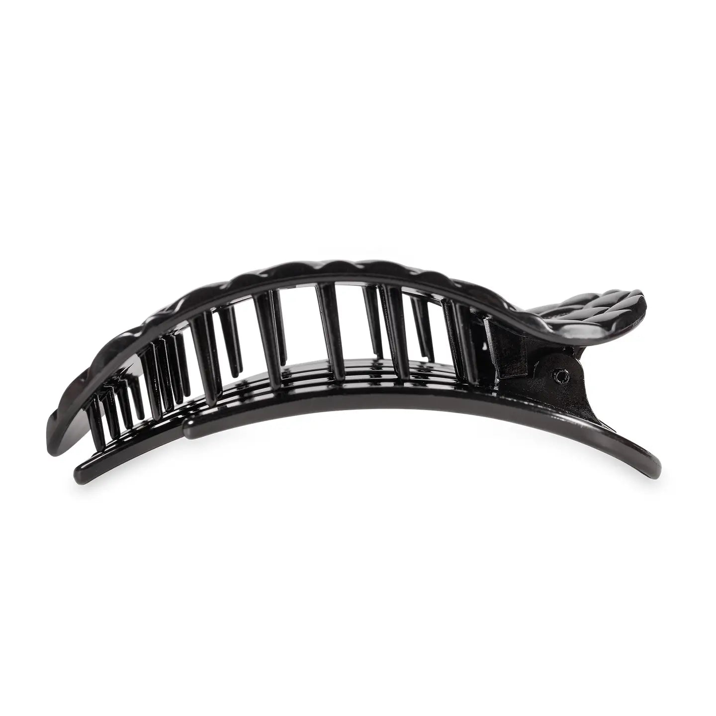TELETIES Flat Round Hair Clip | Large | Jet Black Quilted