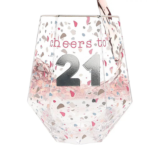 Cheers To 21 - 16 oz Geometric Glass