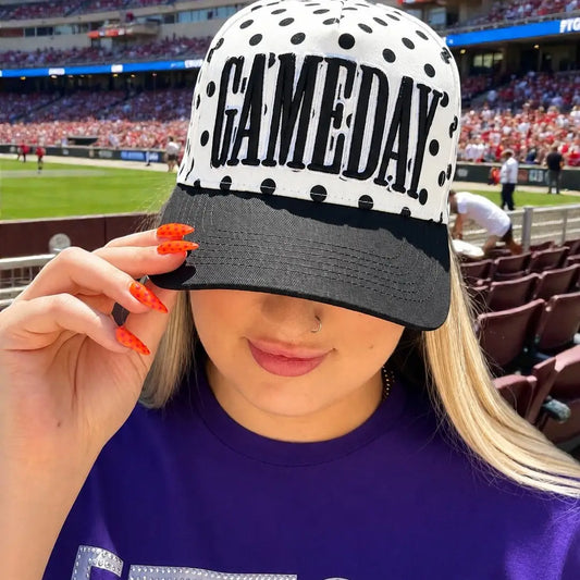 Game Day Black and White Polka Dots Cap