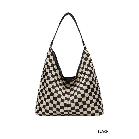 Checkered Hobo Tote Bag