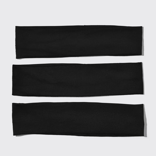 KITSCH Recycled Fabric Active Headbands 3pc Set- Black