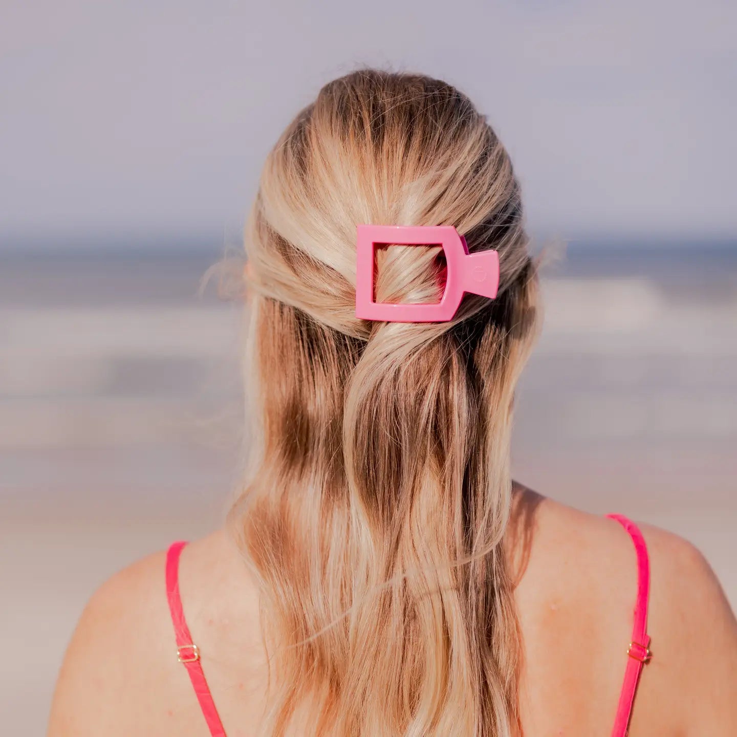 TELETIES Square Flat Hair Clip | Small | Paradise Pink