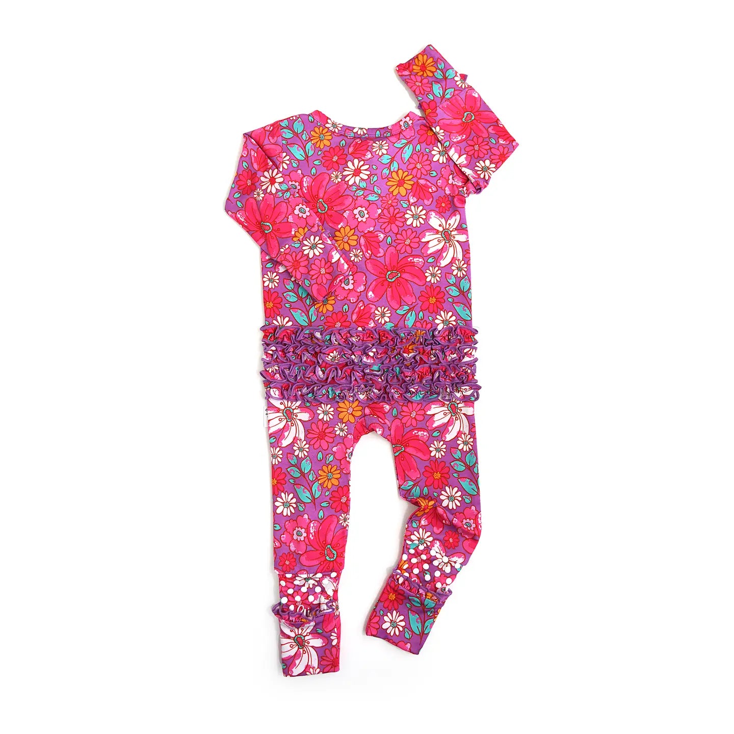 Gigi and Max  Posie Ruffle Zip Bamboo One Piece Floral Baby Outfit