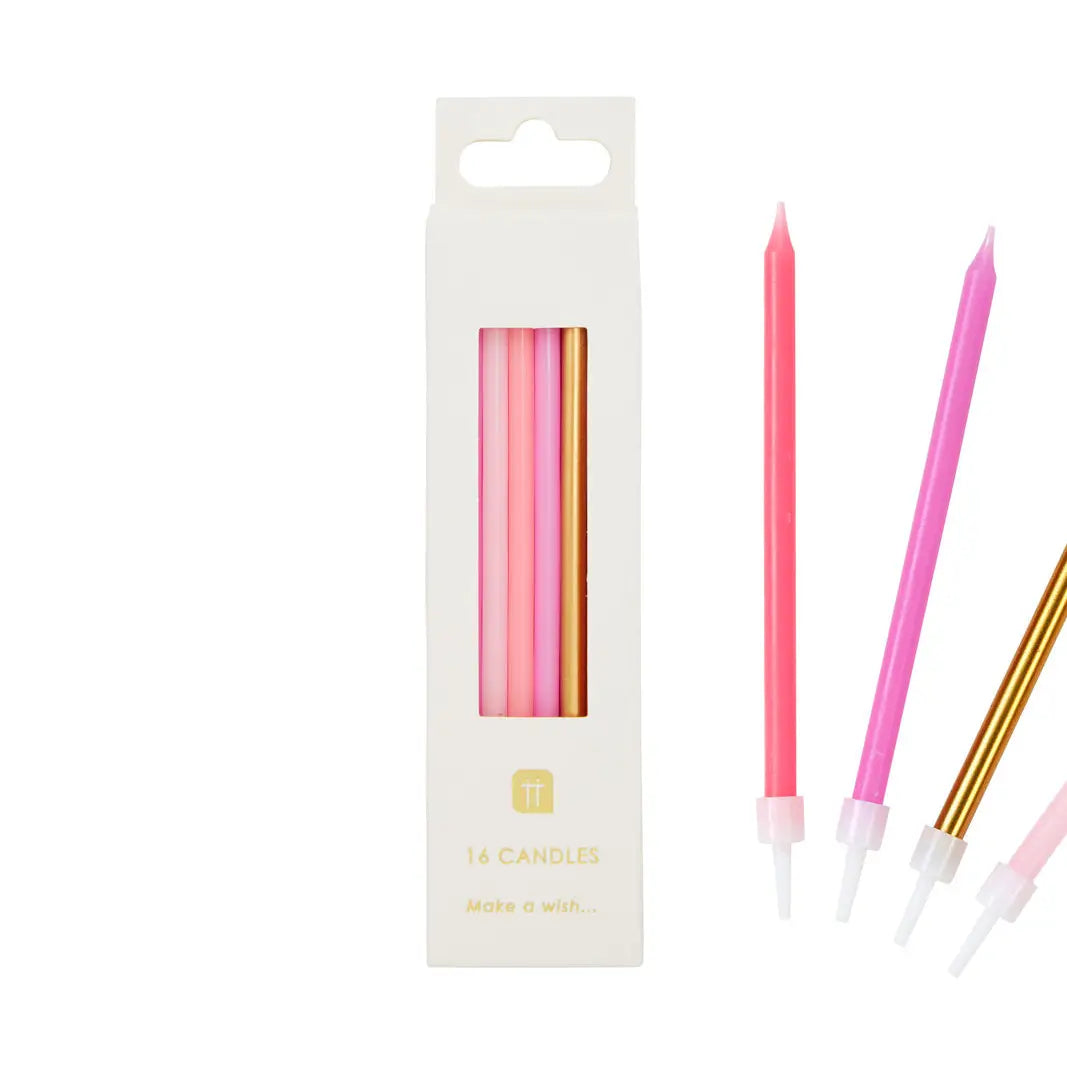 Rose Birthday Candles - 16 Pack | Cake Candles