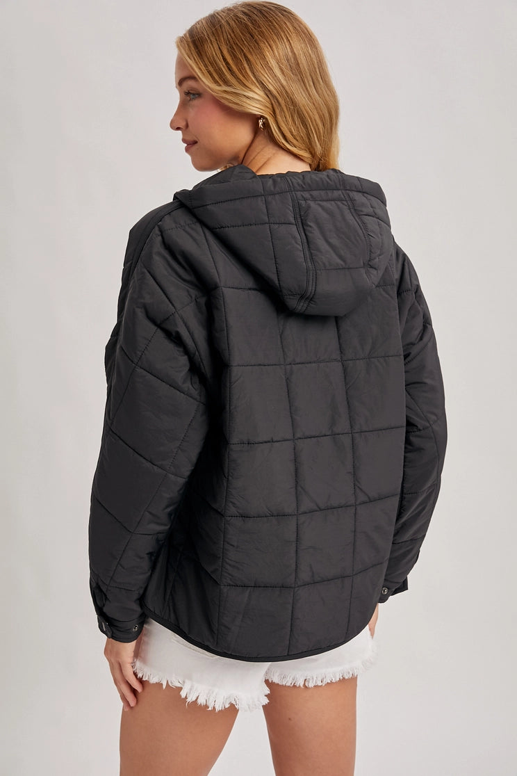 Quilted Puffer Hooded Pullover Jacket