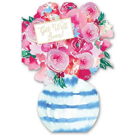 Greeting Card Floral Vase Get Well